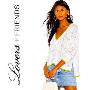 Elliot Preppy V-Neck Tennis Sweater, Academia, Distressed, Club, Old Money, S